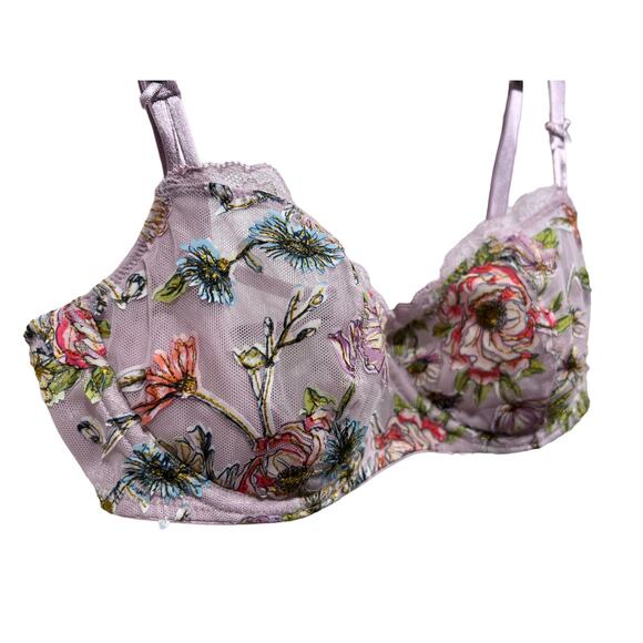 Victoria's Secret Bra Dream Angel Lavender Embroidered Floral Lace Size 32D - Picture 2 of 12